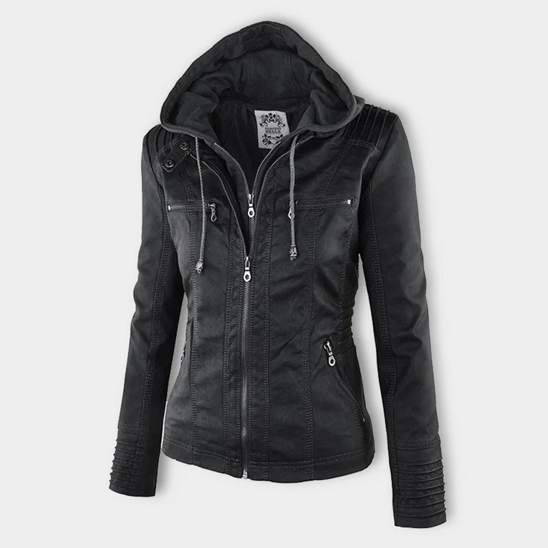 Luciá - Veste en cuir avec capuche