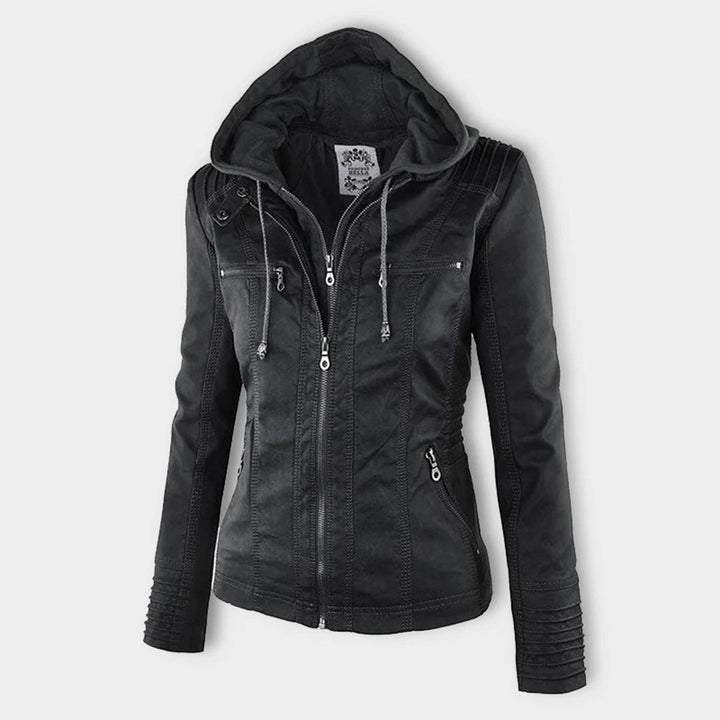 Luciá - Veste en cuir avec capuche