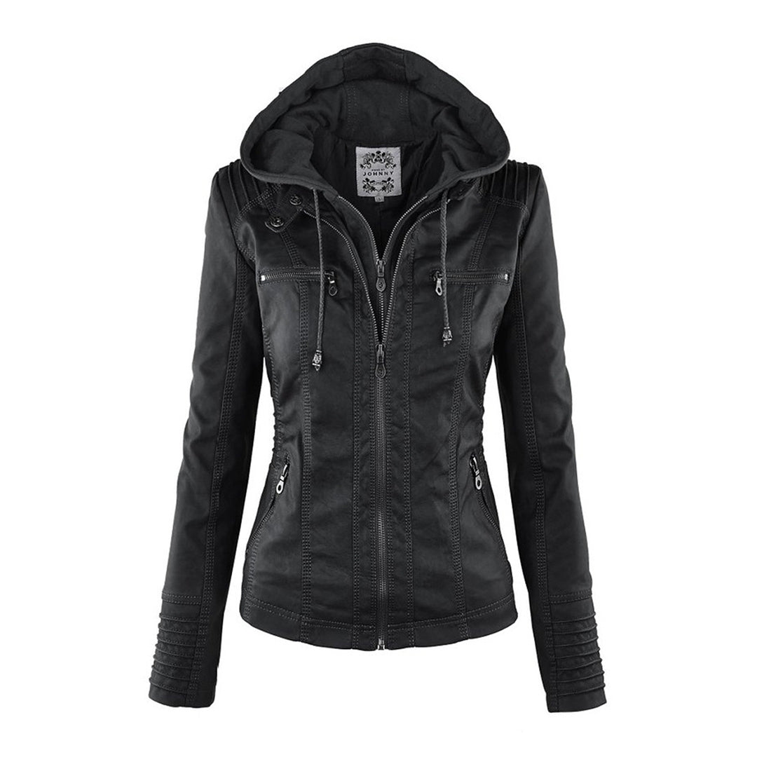 Luciá - Veste en cuir avec capuche