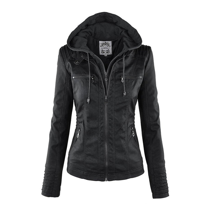 Luciá - Veste en cuir avec capuche