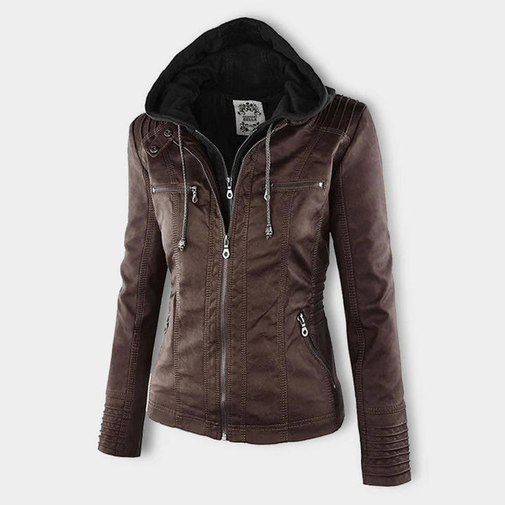 Luciá - Veste en cuir avec capuche