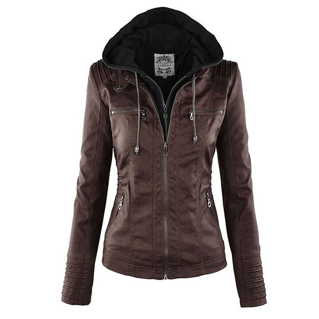 Luciá - Veste en cuir avec capuche