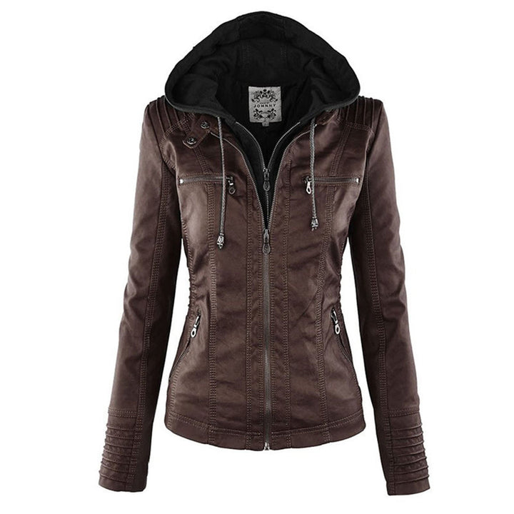 Luciá - Veste en cuir avec capuche
