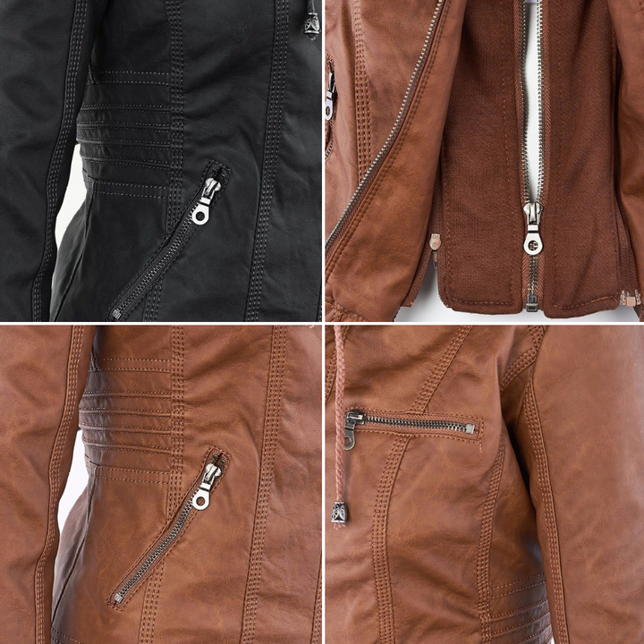 Luciá - Veste en cuir avec capuche