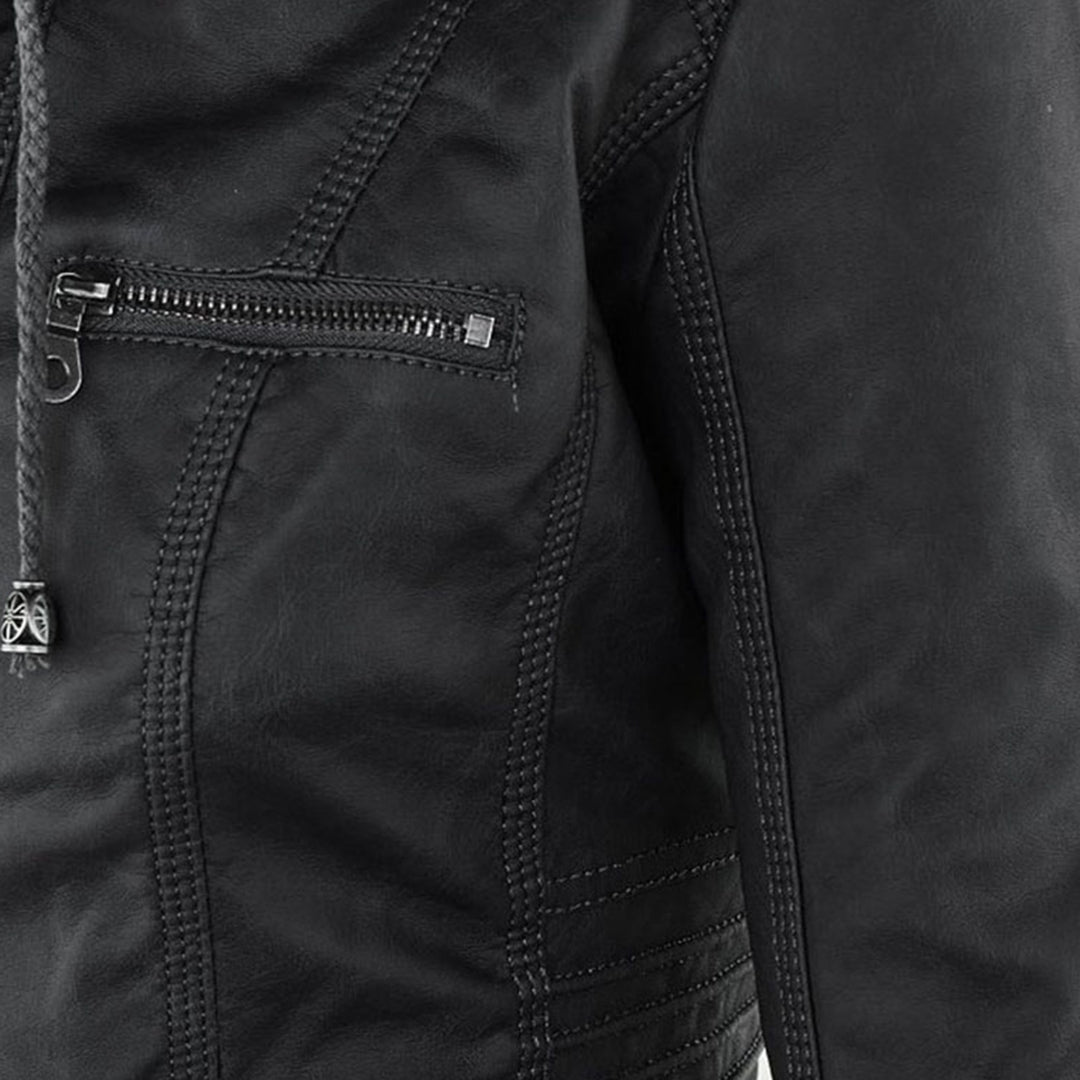 Luciá - Veste en cuir avec capuche