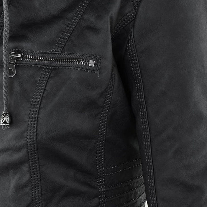 Luciá - Veste en cuir avec capuche