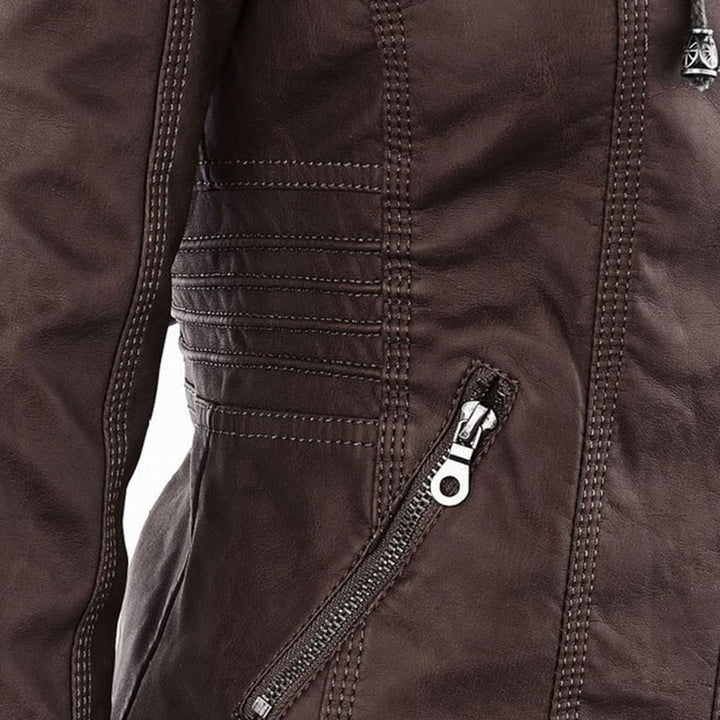 Luciá - Veste en cuir avec capuche