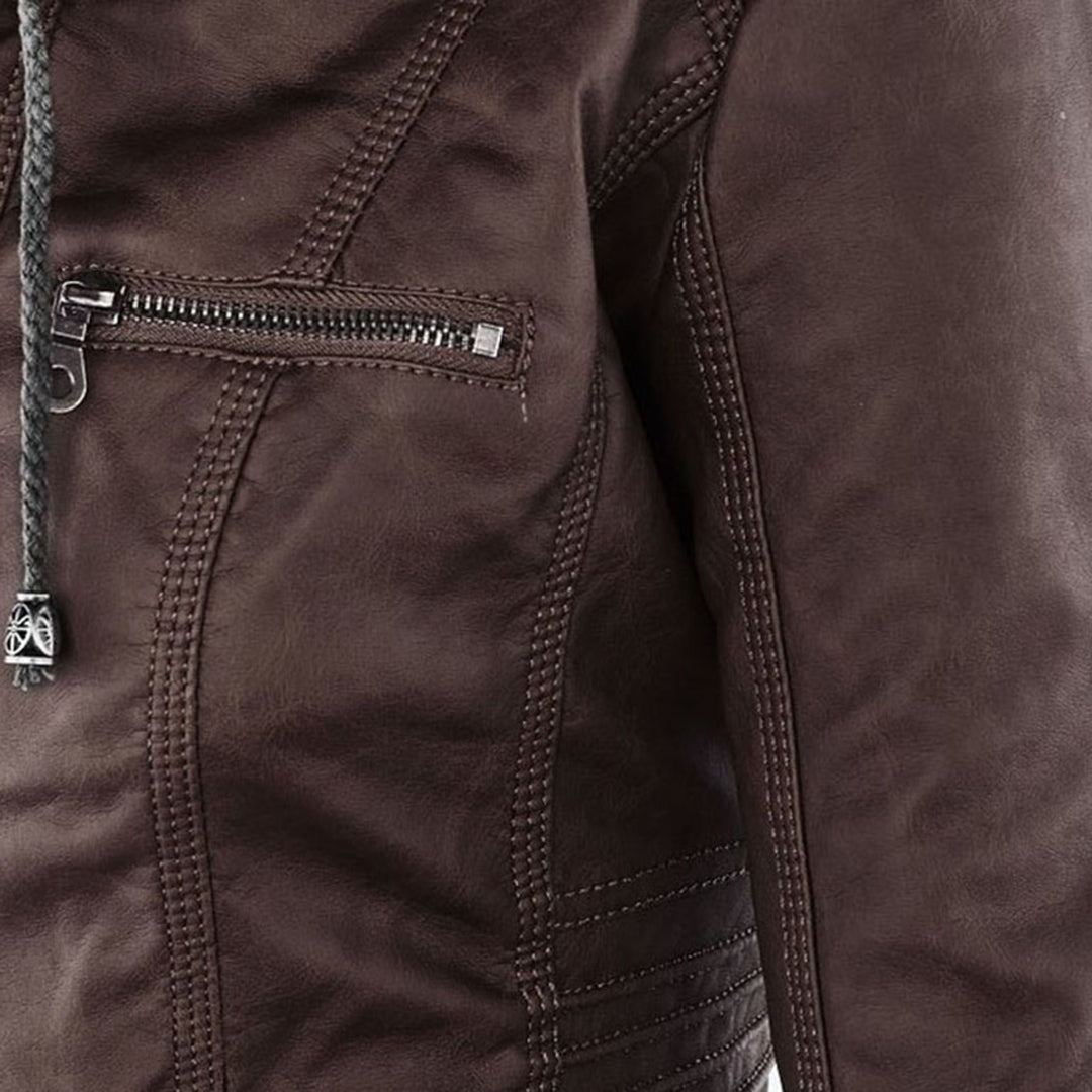 Luciá - Veste en cuir avec capuche