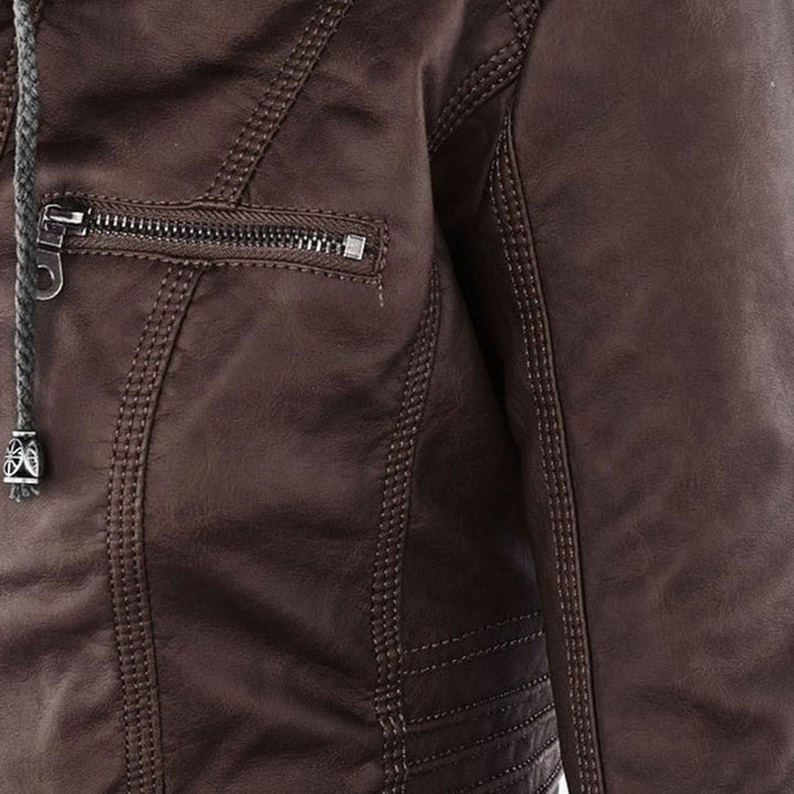 Luciá - Veste en cuir avec capuche