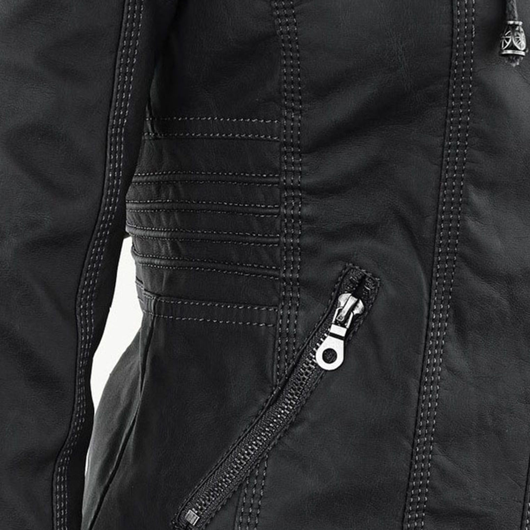 Luciá - Veste en cuir avec capuche
