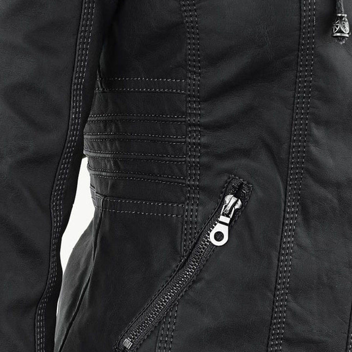 Luciá - Veste en cuir avec capuche