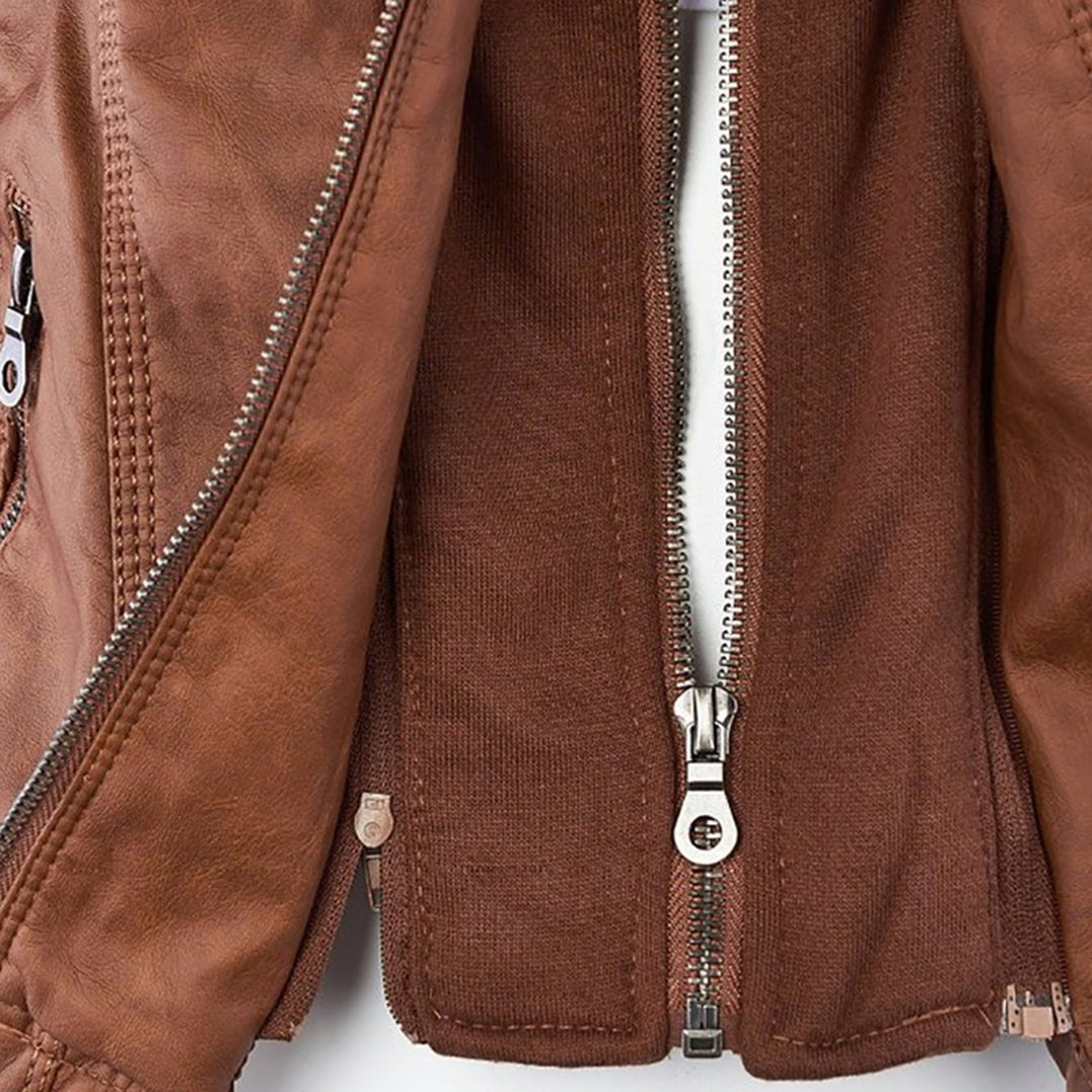 Luciá - Veste en cuir avec capuche