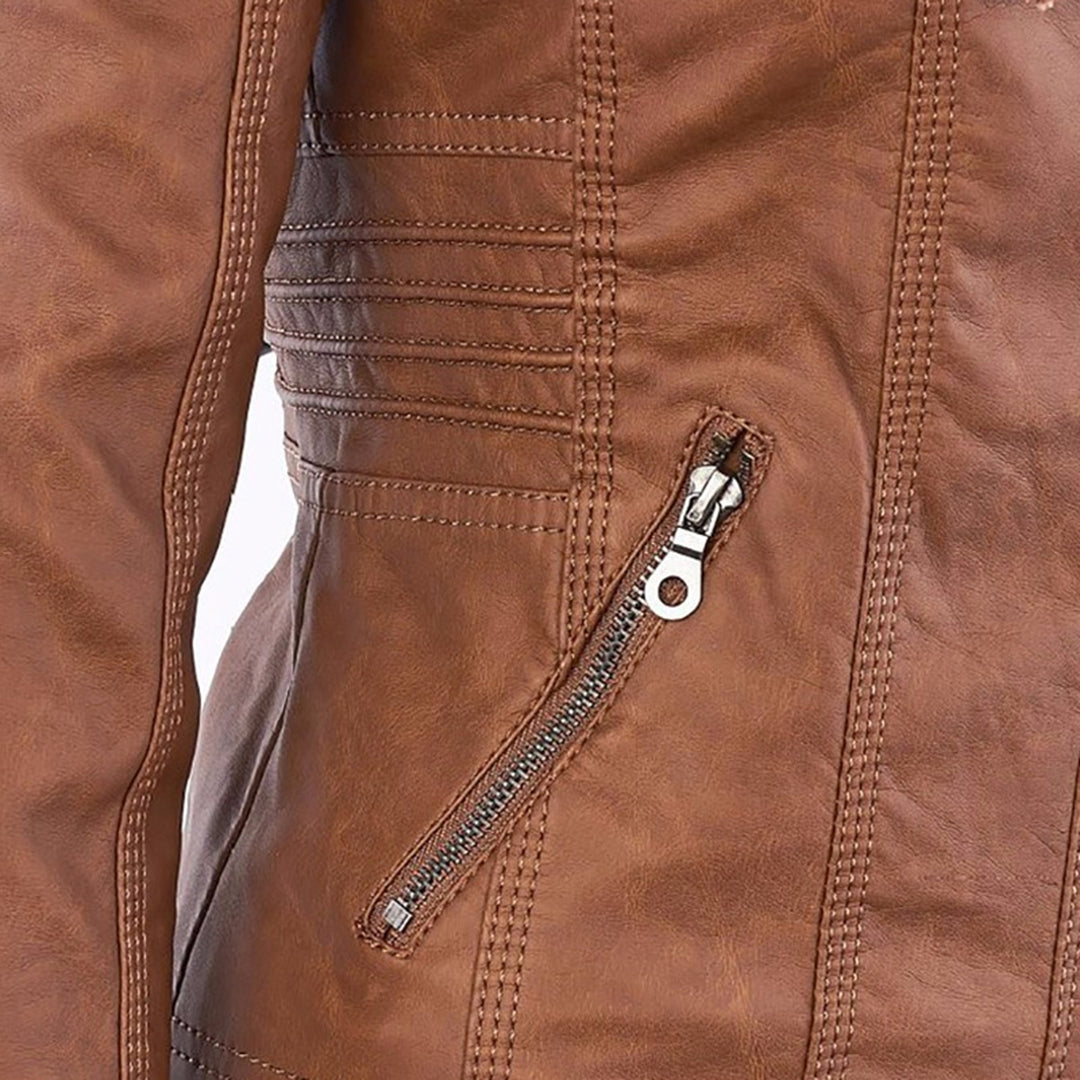 Luciá - Veste en cuir avec capuche