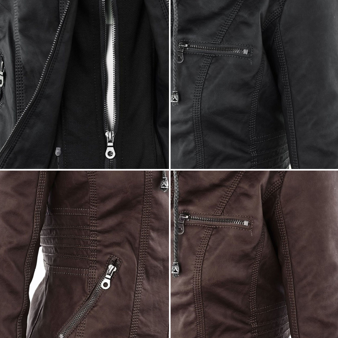Luciá - Veste en cuir avec capuche