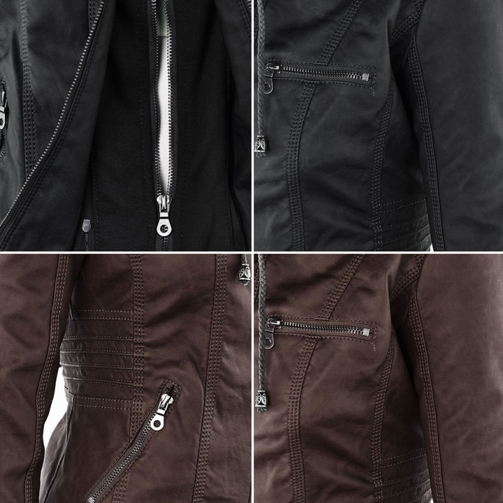 Luciá - Veste en cuir avec capuche