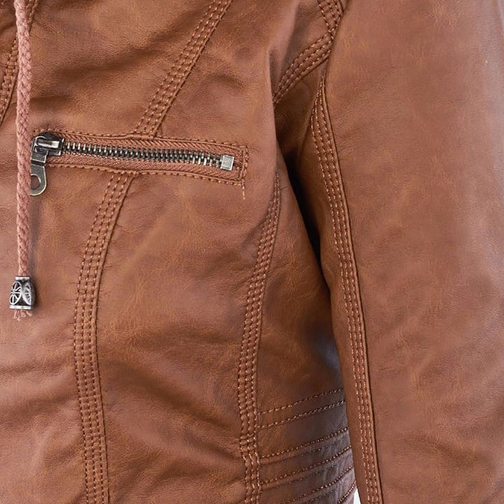 Luciá - Veste en cuir avec capuche