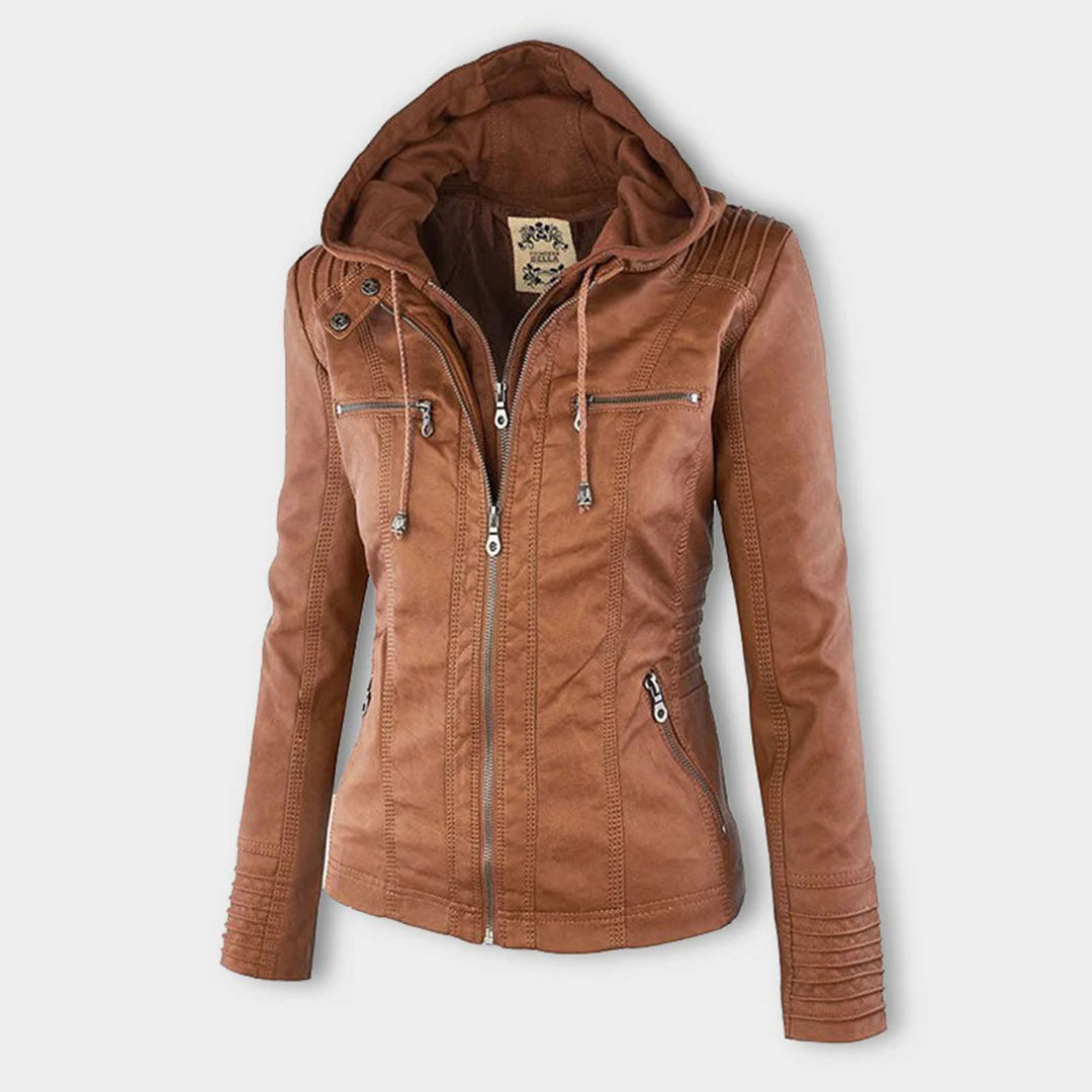 Luciá - Veste en cuir avec capuche