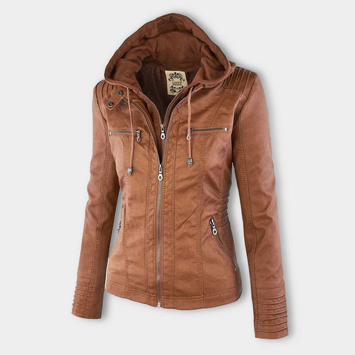 Luciá - Veste en cuir avec capuche