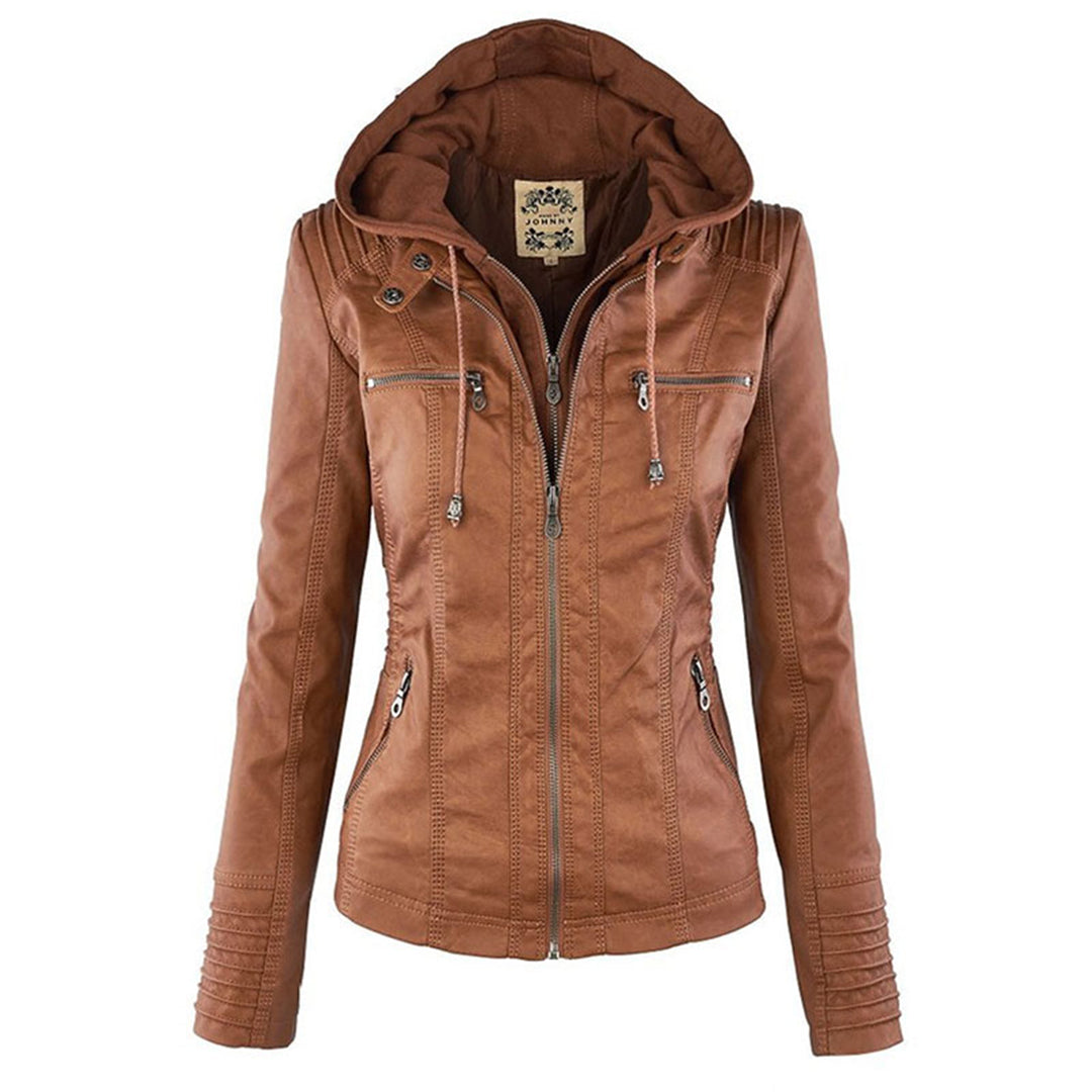 Luciá - Veste en cuir avec capuche