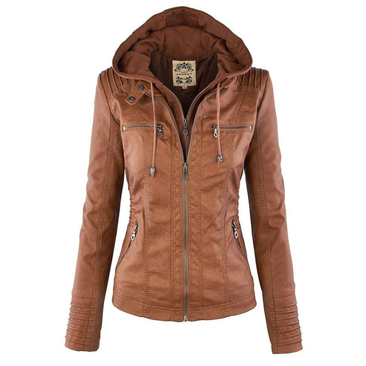 Luciá - Veste en cuir avec capuche
