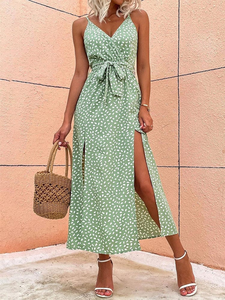 Kendra - Robe à col en V et à pois