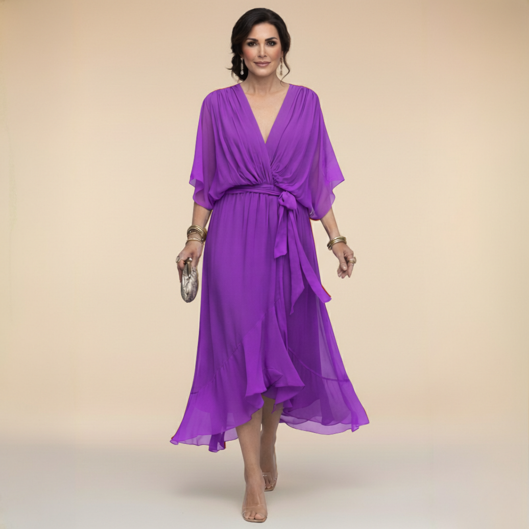 Sophie - Robe en chiffon à décolleté V
