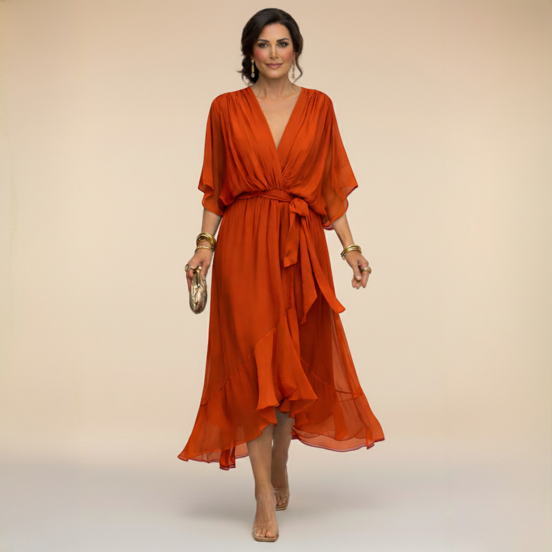 Sophie - Robe en chiffon à décolleté V