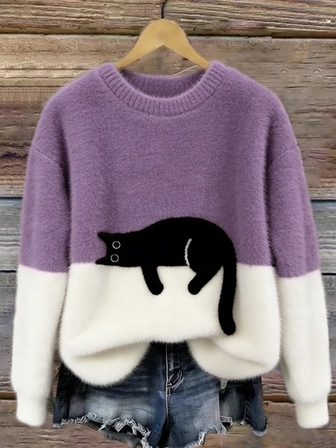 Luna - Sweat Femme avec Motif de Chat