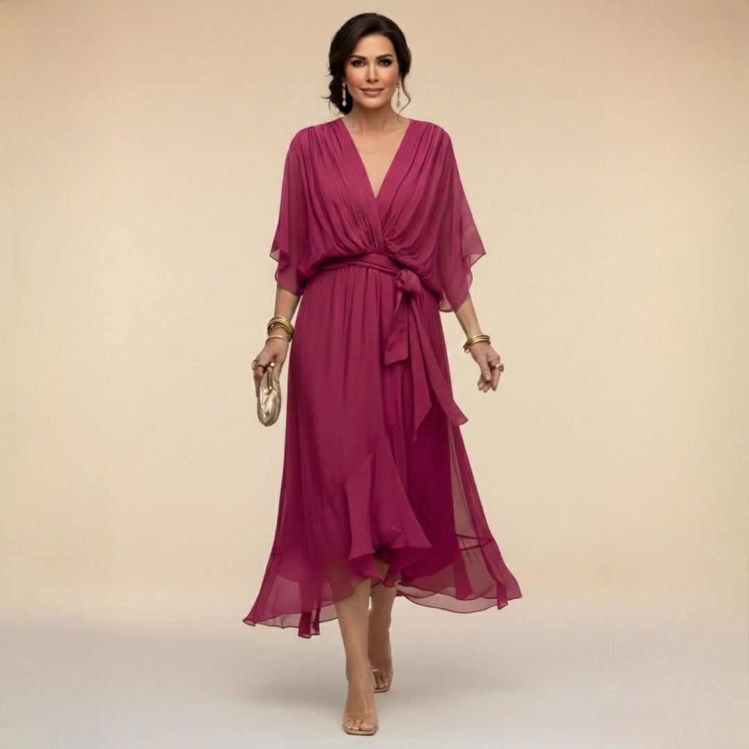 Sophie - Robe en chiffon à décolleté V