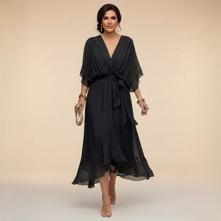 Sophie - Robe en chiffon à décolleté V