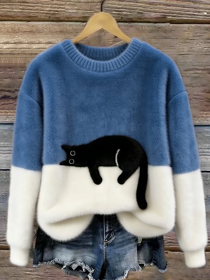 Luna - Sweat Femme avec Motif de Chat