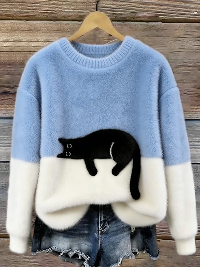 Luna - Sweat Femme avec Motif de Chat