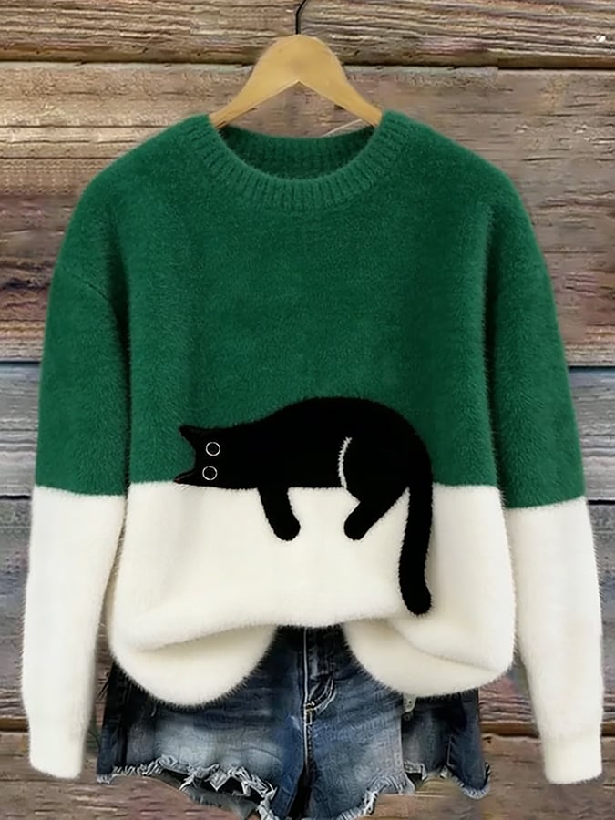 Luna - Sweat Femme avec Motif de Chat
