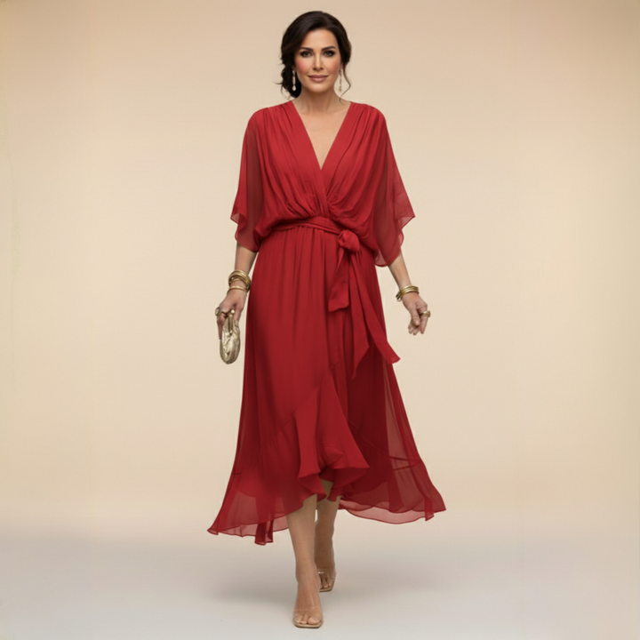 Sophie - Robe en chiffon à décolleté V