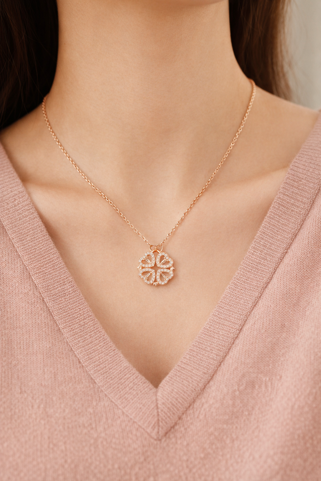 Collier Trèfle en Acier Titane