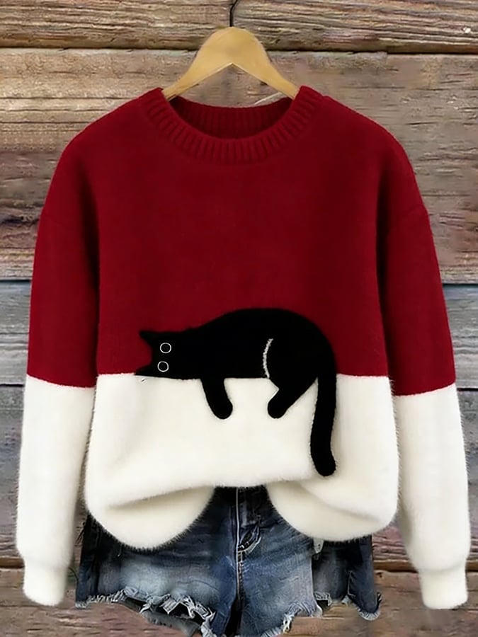 Luna - Sweat Femme avec Motif de Chat