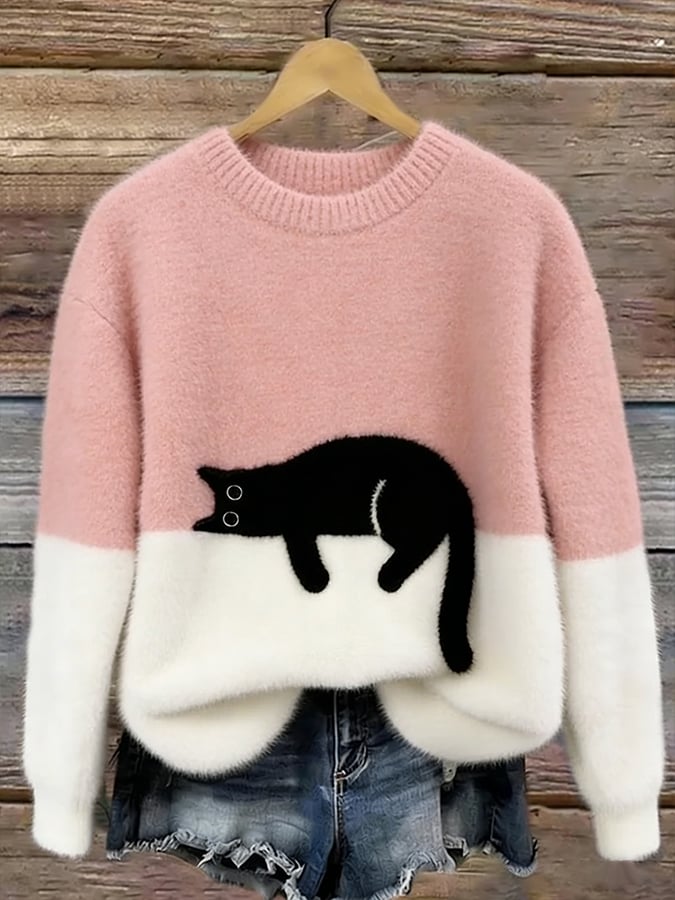 Luna - Sweat Femme avec Motif de Chat