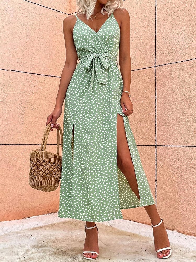 Kendra - Robe à col en V et à pois